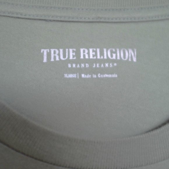 COPY - True Religion World Tour logo back t-shirt in militant green/gold - Picture 10 of 12